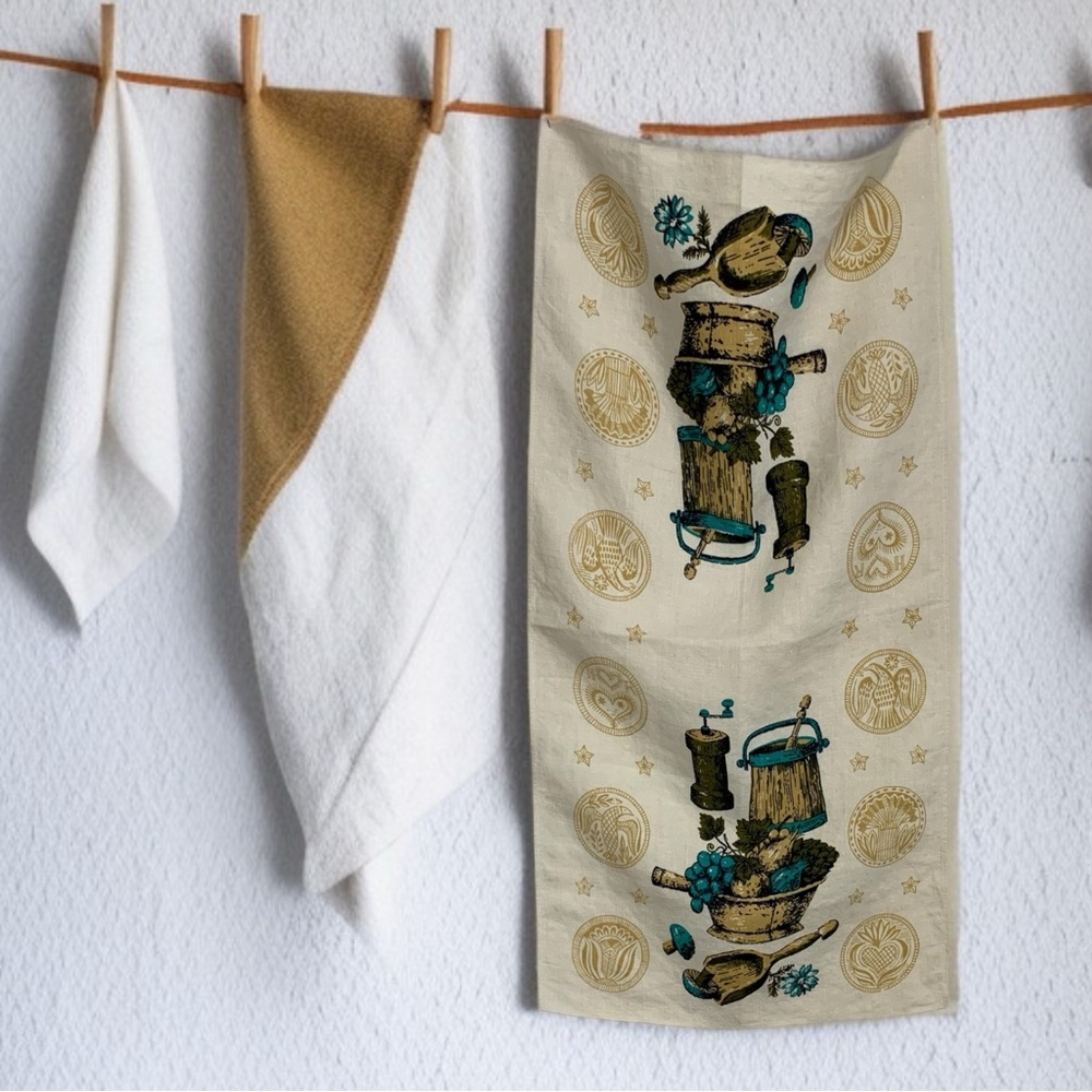 Vintage 60’s Rustic 100% Linen Tea Towel